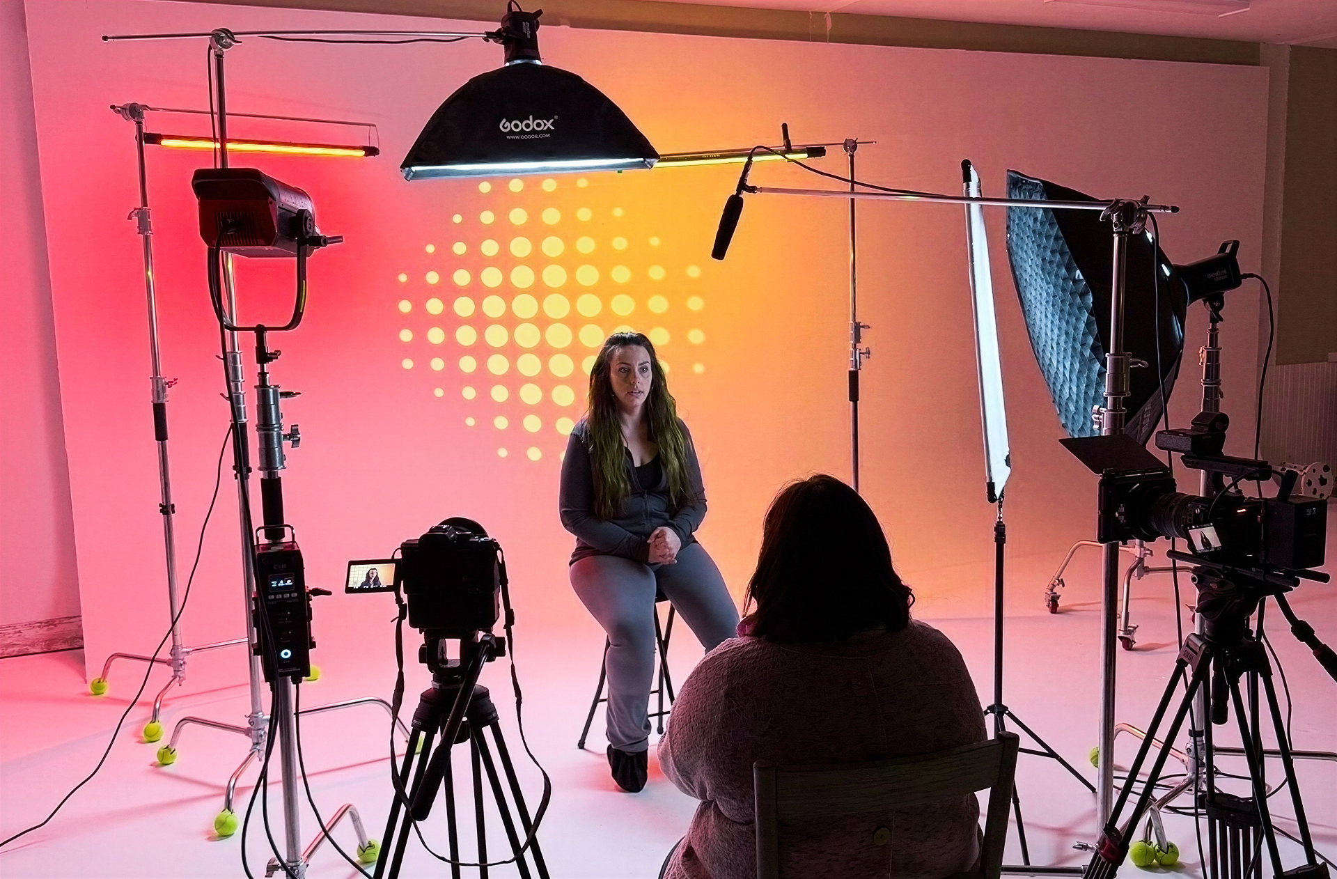 Behind the scenes in the studio
